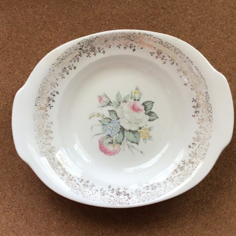 - Salem China Co. Royal Rose Bouquet Serving Dish with Gold Accents. VINTAGE